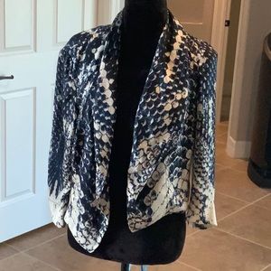 INC blue/black/white jacket. 3/4 sleeve, size medium